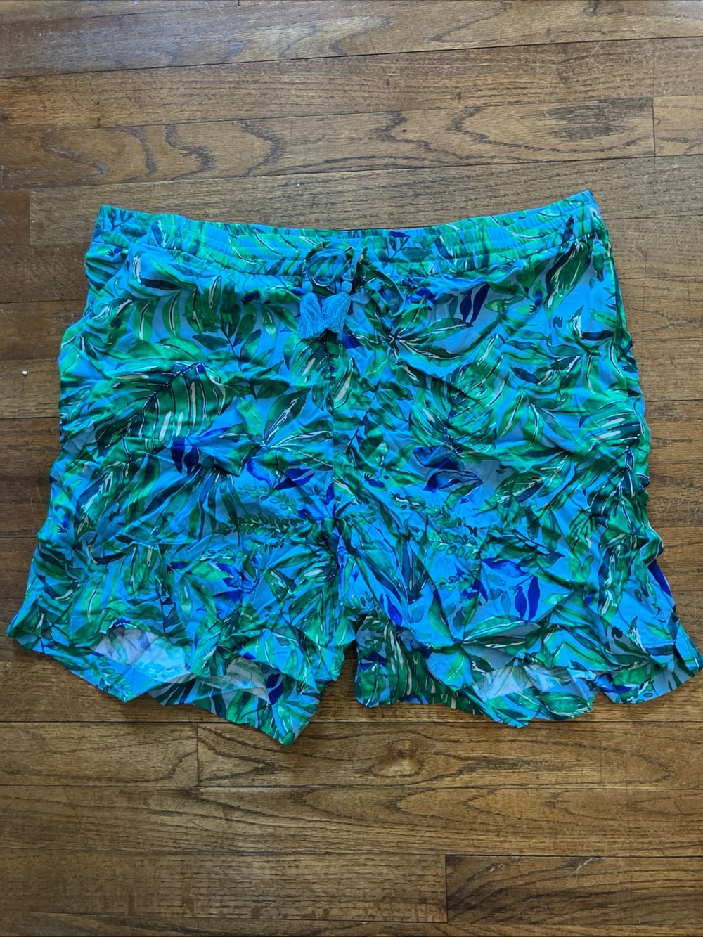 J. Jill Blue and Green Tropical Print Bermuda Shorts